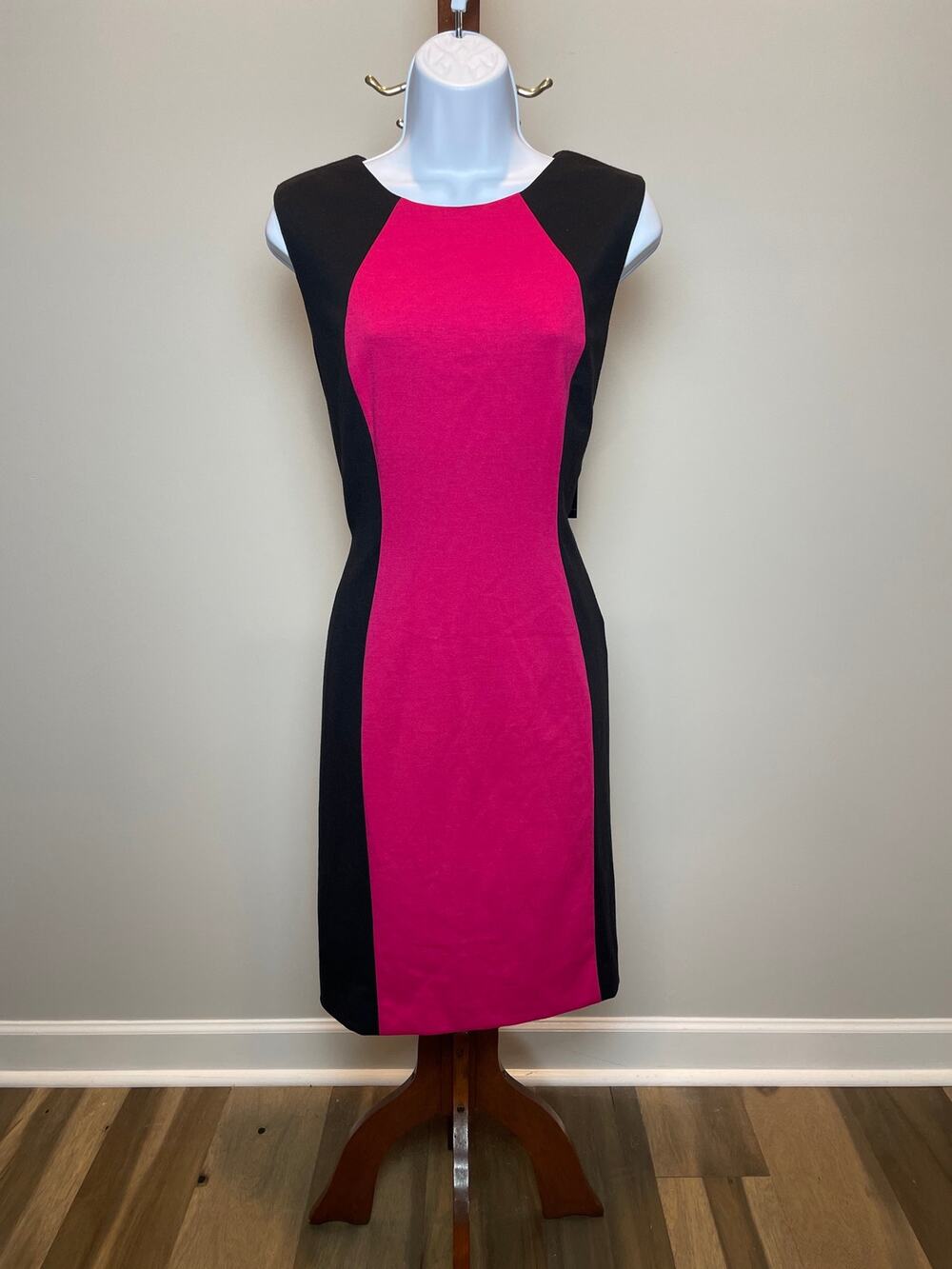 Tahari Arthur S. Levine Sheath Dress Size 12 Fuchsia Pink Black New With Tag